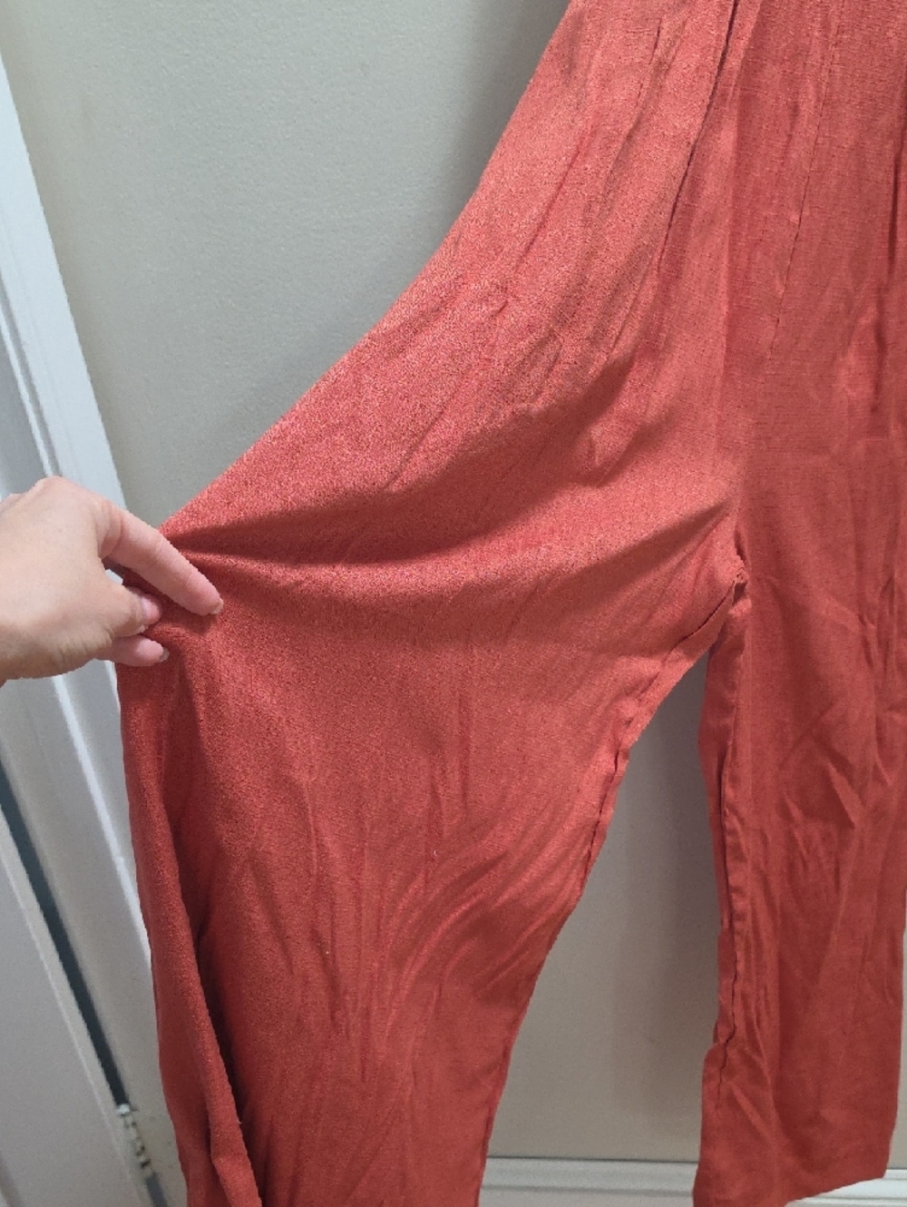 Rust-Red Lightweight Linen Overalls - Picture 2 of 4